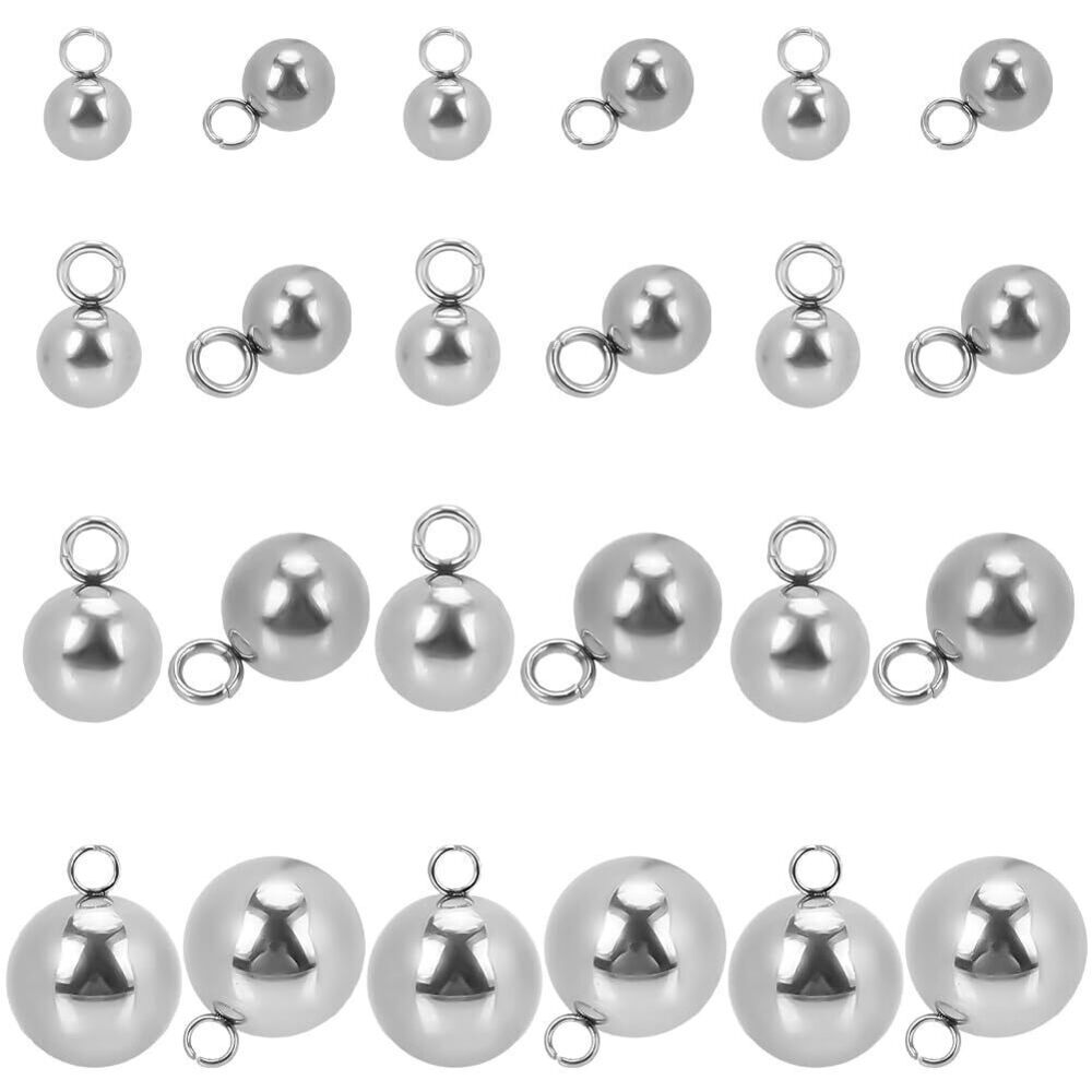 9297 1 Box 80Pcs 4 Sizes Stainless Steel Ball Charms Round Ball Charm Bulk